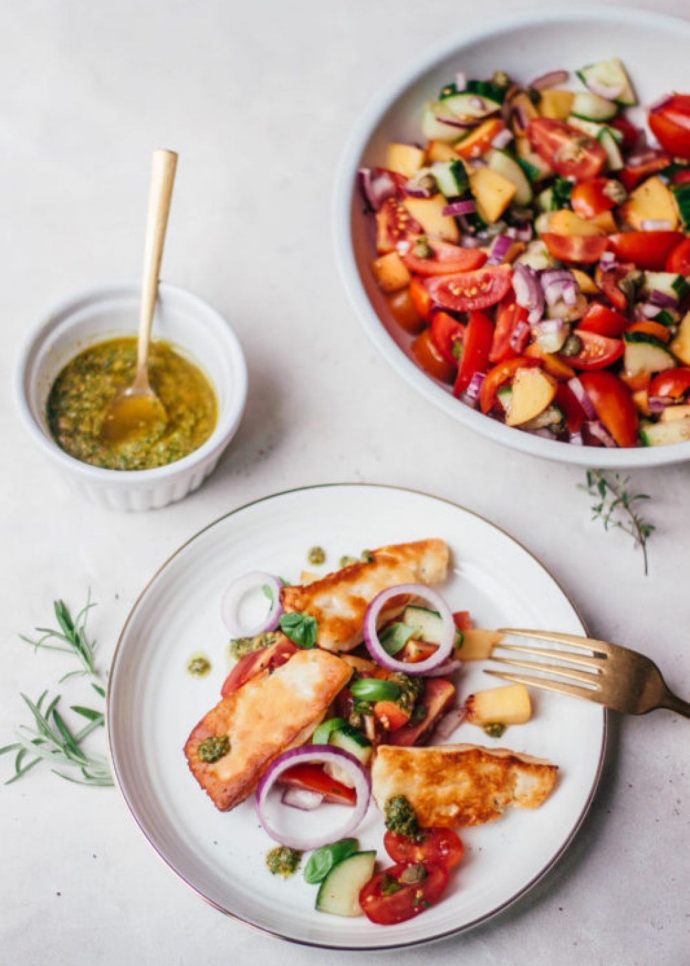 Halloumi met frisse salade