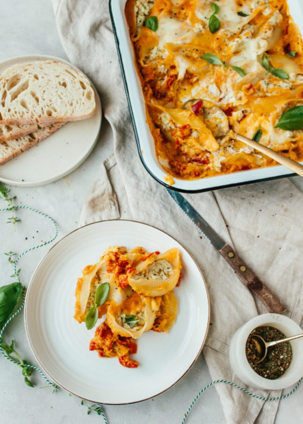Gevulde pastaschelpen met pompoen